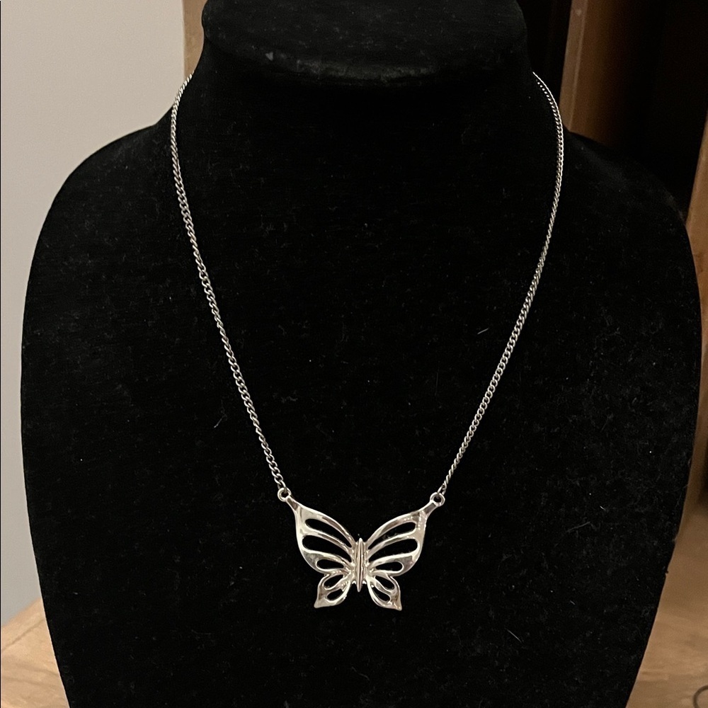 Butterfly Necklace Silver Costume Jewelry